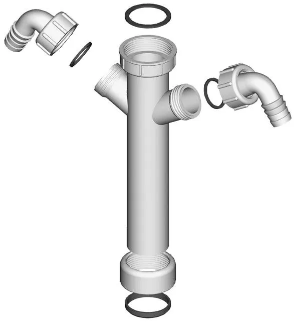 HOSSZABBÍTÓ Ø 40 mm, KÉT MOSÓGÉPCSATLAKOZÓVAL